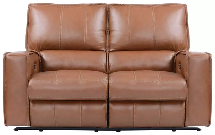 Rockford Verona Saddle Leather 64" Power Reclining Loveseat with Power Headrest and Footrest