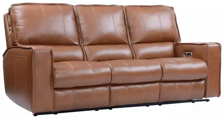 Rockford Verona Saddle Leather 86" Power Reclining Sofa with Power Headrest and Footrest