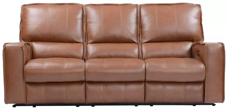 Rockford Verona Saddle Leather 86" Power Reclining Sofa with Power Headrest and Footrest