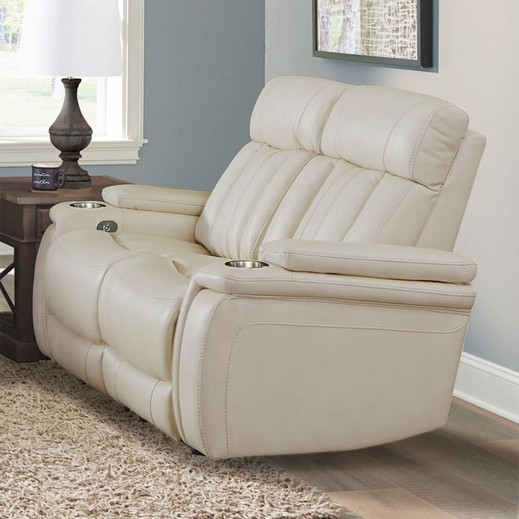 Royce Fantom Ivory Power Reclining Loveseat with Power Headrest