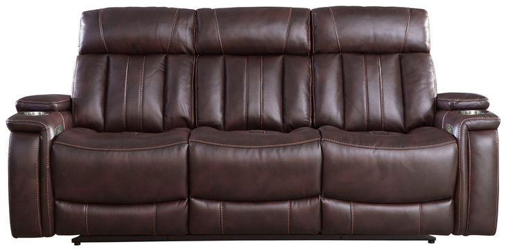 Royce Fantom Brown Power Reclining Sofa with Drop Down Console and Power Headrest