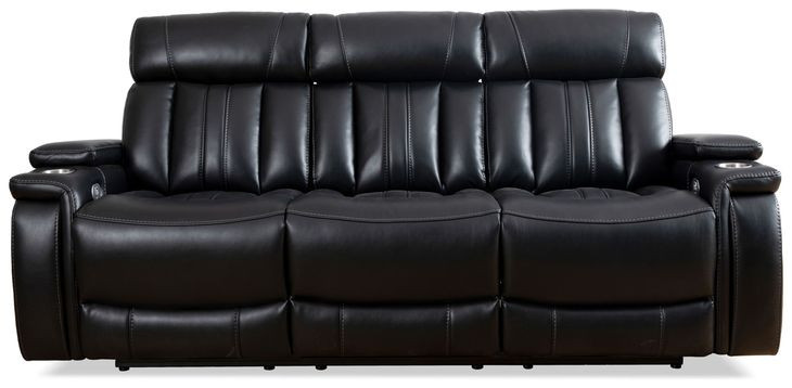 Royce Midnight Power Reclining Sofa with Drop Down Console Table