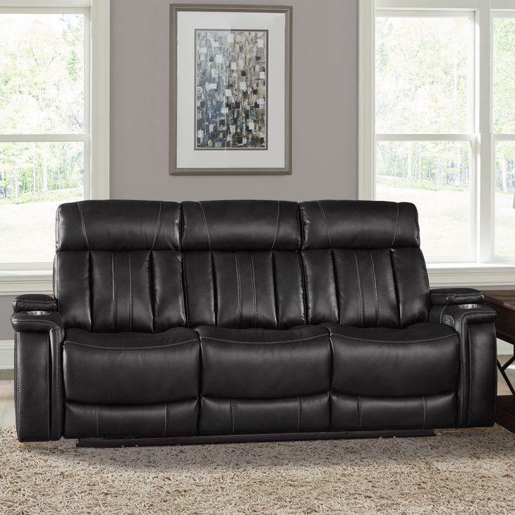 Royce Midnight Power Reclining Sofa with Drop Down Console Table