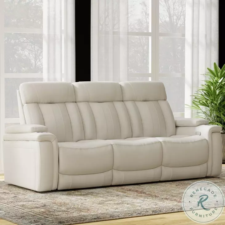 Vanderbilt Fantom Ivory Power Reclining Sofa with Drop Down Console and Power Headrest