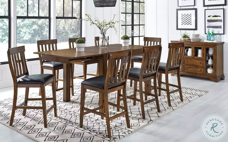 Mariposa Rustic Whiskey Leg Extendable Counter Height Dining Table