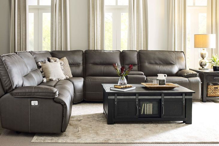 Spartacus Haze 6 Piece Performance Fabric Power Reclining Sectional