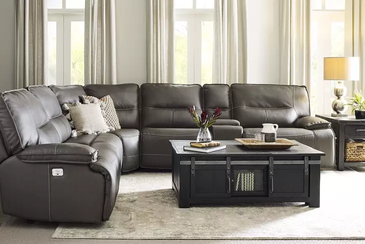 Spartacus Haze 6 Piece Performance Fabric Power Reclining Sectional
