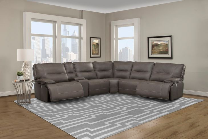 Spartacus Haze 6 Piece Performance Fabric Power Reclining Sectional