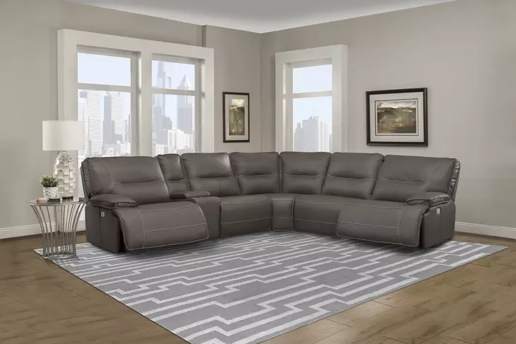 Spartacus Haze 6 Piece Performance Fabric Power Reclining Sectional