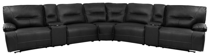 Spartacus Black Performance Fabric 7 Piece Modular Power Reclining Sectional