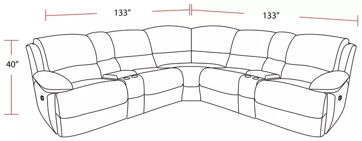 Spartacus Black Performance Fabric 7 Piece Modular Power Reclining Sectional