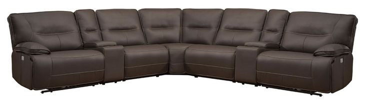 Spartacus Chocolate Performance Fabric 7 Piece Modular Power Reclining Sectional