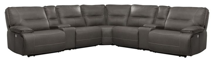 Spartacus Haze Performance Fabric 7 Piece Modular Power Reclining Sectional