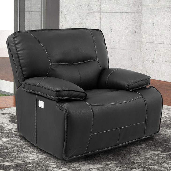 Spartacus Black Dual Performance Fabric Power Recliner with Power Headrest