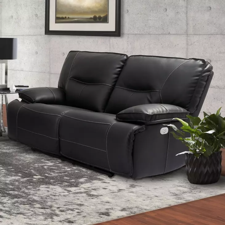 Spartacus Black Dual Performance Fabric 65" Power Reclining Loveseat with Power Headrest