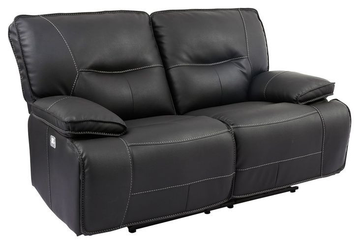 Spartacus Black Dual Performance Fabric Power Reclining Loveseat with Power Headrest