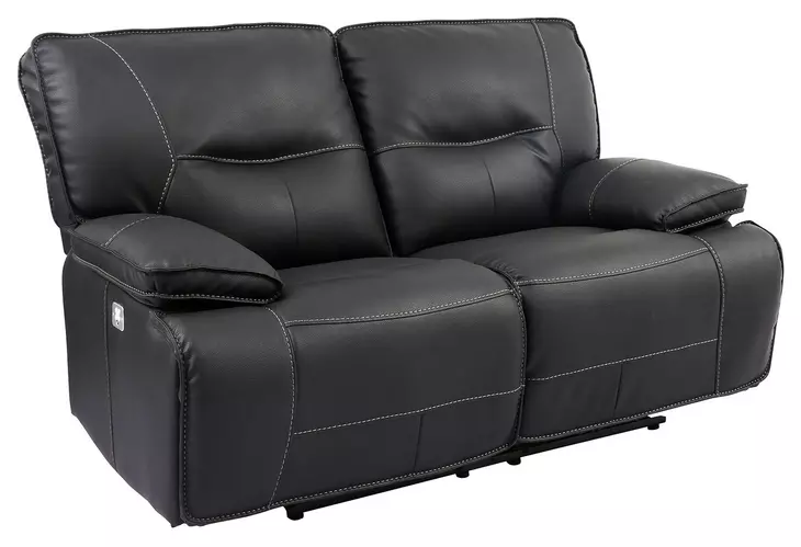 Spartacus Black Dual Performance Fabric 65" Power Reclining Loveseat with Power Headrest