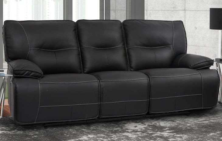 Spartacus Black Dual Performance Fabric Power Reclining Sofa with Power Headrest