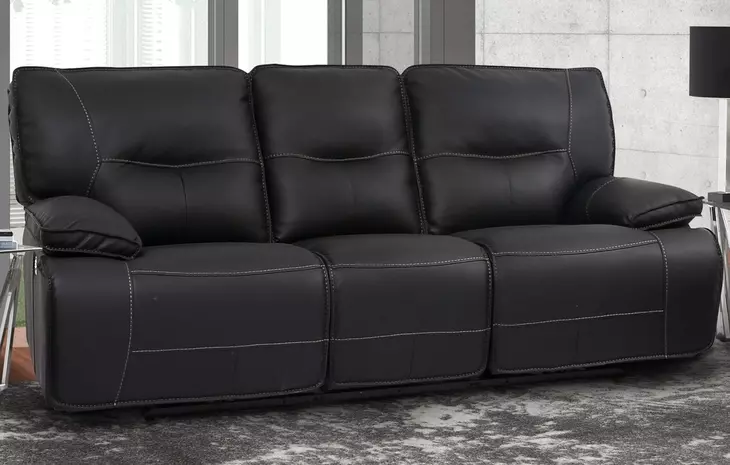 Spartacus Black Dual Performance Fabric 88" Power Reclining Sofa with Power Headrest