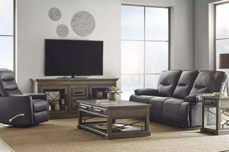 Spartacus Black Dual Performance Fabric 88" Power Reclining Sofa with Power Headrest