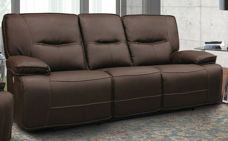 Spartacus Chocolate Dual Performance Fabric Power Reclining Sofa with Power Headrest