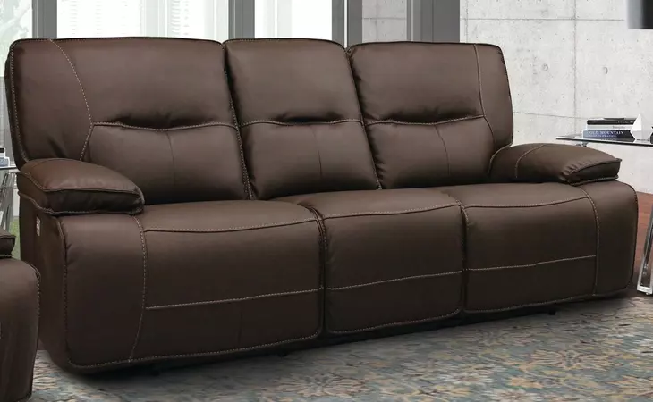Spartacus Chocolate Dual Performance Fabric 88" Power Reclining Sofa with Power Headrest