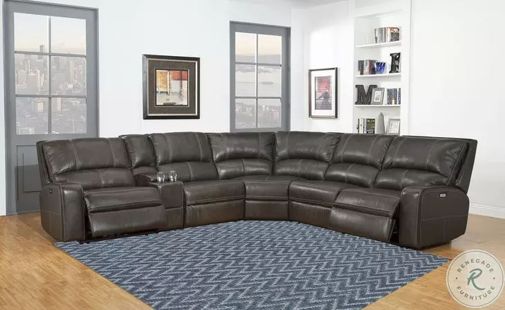 Swift Twilight Leather 6 Piece Modular Power Reclining Sectional