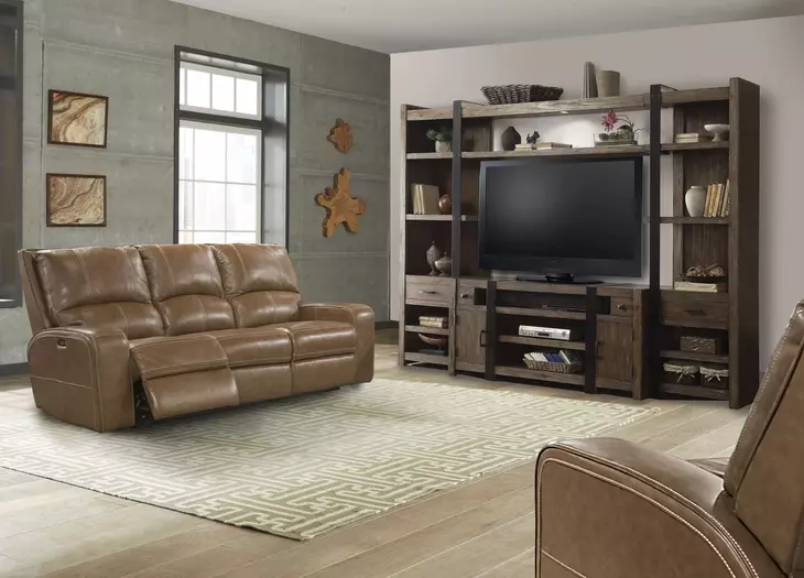 Swift Bourbon Dual 88" Power Reclining Sofa with Power Headrest