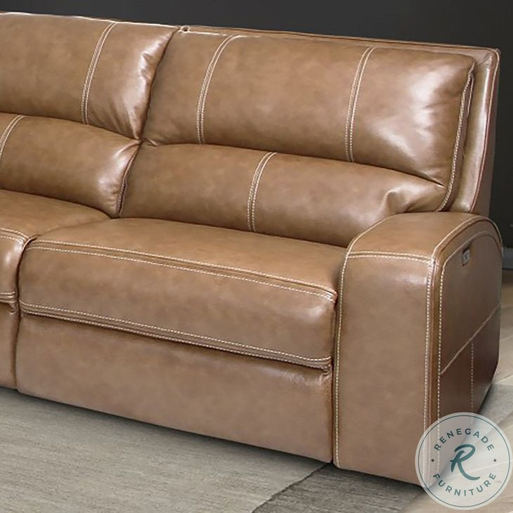 Swift Bourbon Leather 6 Piece Modular Power Reclining Sectional