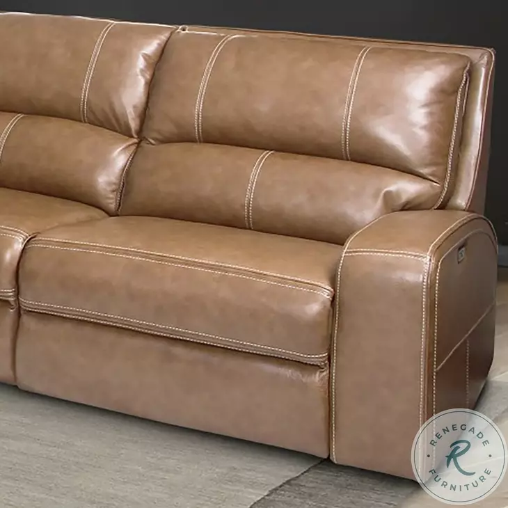 Fleet Bourbon Leather 6 Piece Modular Power Reclining Sectional