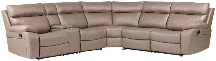 Theon Stokes Toffee 6 Piece Performance Fabric Modular Manual Reclining Sectional