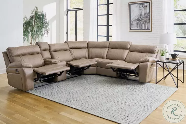 Theon Stokes Toffee Reclining Sectional