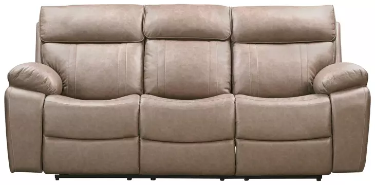 Theon Stokes Toffee Performance Fabric 88" Reclining Sofa With Drop Down Table