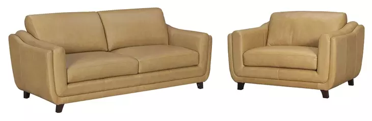 Willowmere Renaissance Marigold Leather Upholstered Chair and A Half Set of 2