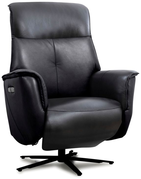 Tripp Cortana Blackberry Leather Swivel Power Recliner