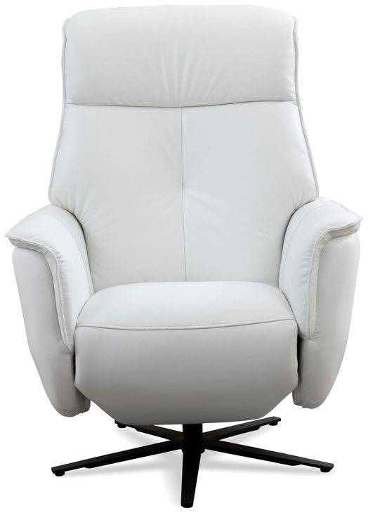 Tripp Cortana White Leather Swivel Power Recliner