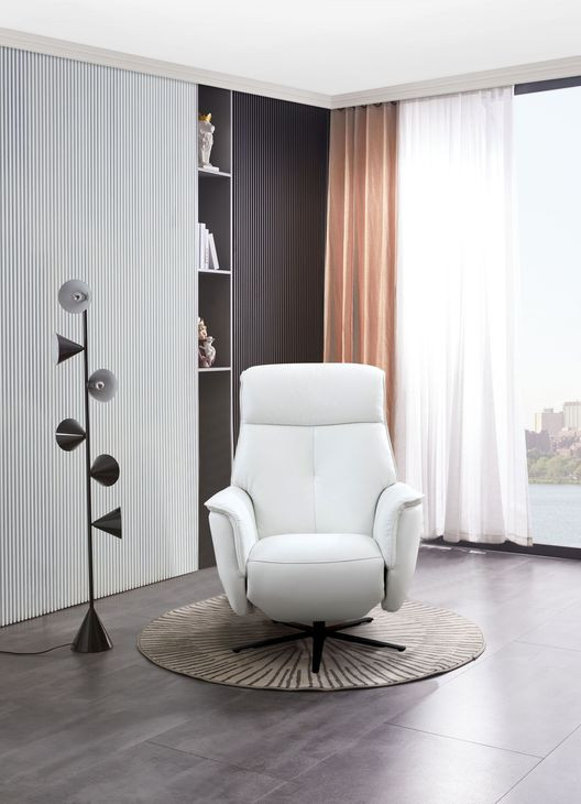 Tripp Cortana White Leather Swivel Power Recliner