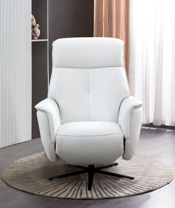 Tripp Cortana White Leather Swivel Power Recliner