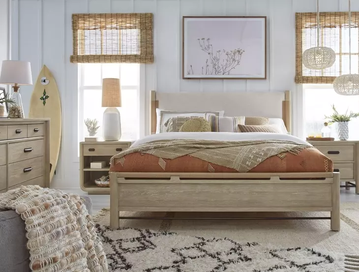 Sunset Cove Sanibel Brown 1 Drawer Open Nightstand with USB Charging