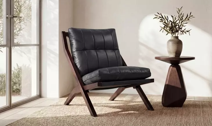 Preston Black Leather Upholstered Accent Chair