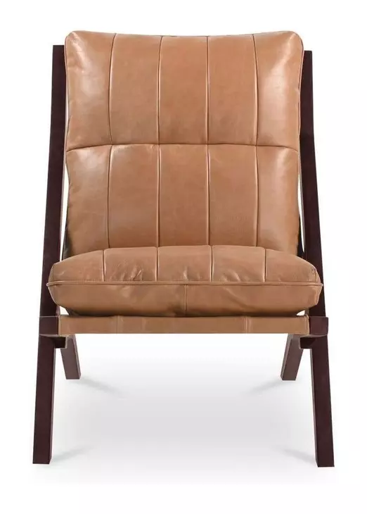Preston Tan Leather Upholstered Accent Chair