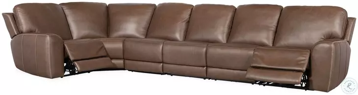 Torres Medium Brown Leather 6 Piece LAF Power Reclining Sectional
