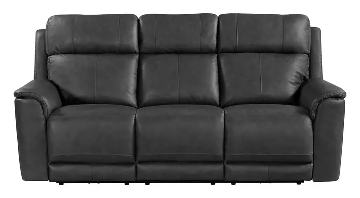 Walker Aline Anthracite Leather Triple Power Reclining Living Room Set with Dropdown Console and USB Charging