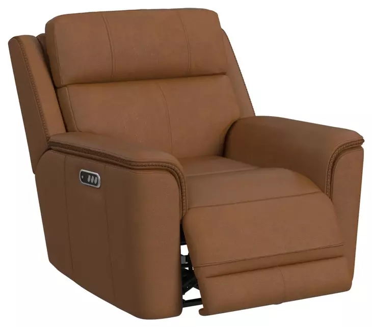Walker Butternut Leather 86" Power Reclining Living Room Set with USB Charging
