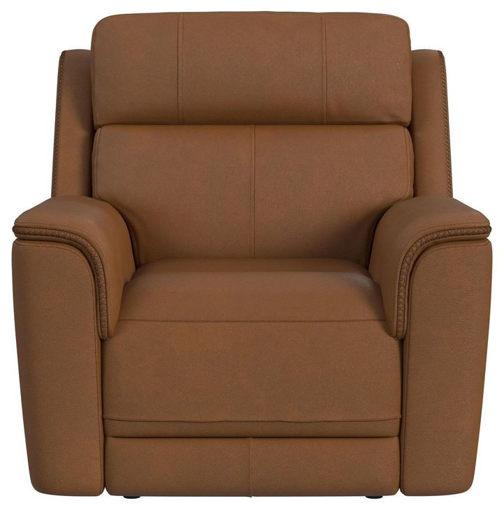 Walker Brown Leather Power Motion Recliner with USB Charging