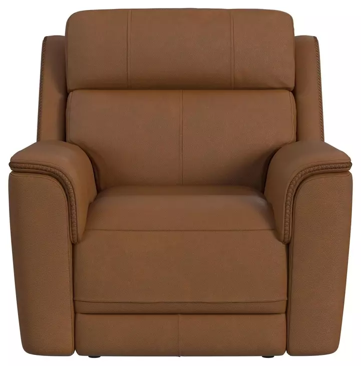 Walker Brown Leather Power Motion Recliner with USB Charging