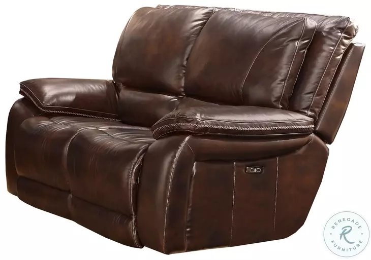 Aspen Burnt Sienna Dual 64" Power Reclining Loveseat with Power Headrest