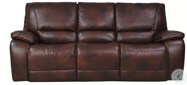 Aspen Burnt Sienna Dual 87" Power Reclining Sofa with Power Headrest