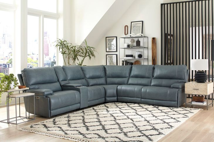 Whitman Verona Azure Cordless Leather Power Reclining Sectional