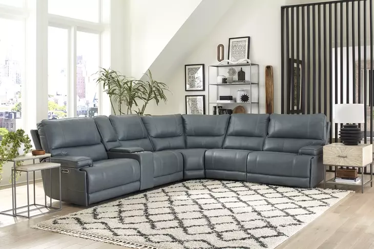 Whitman Verona Azure Cordless Leather Power Reclining Sectional